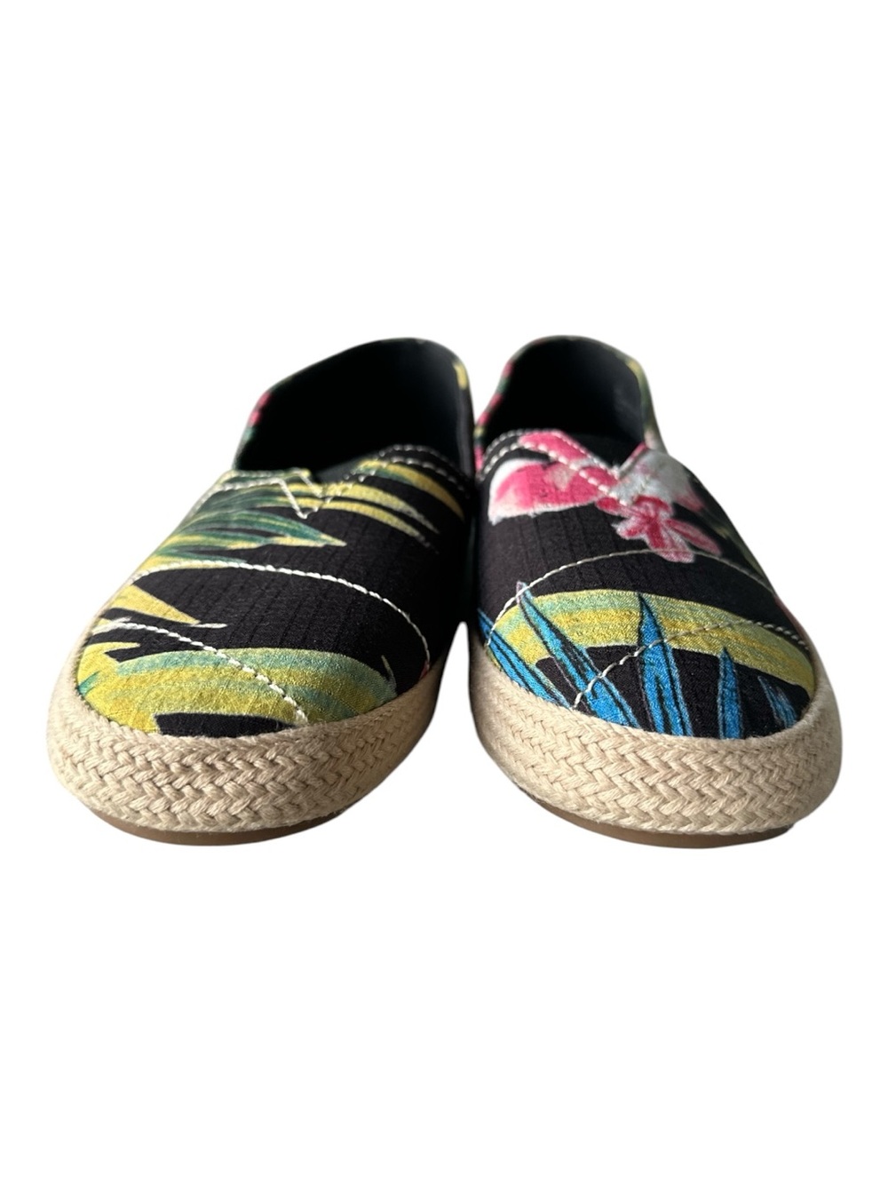 Mi Amore Floral Canvas Espadrille Sneakers in Black and Green - Picture 3 of 11